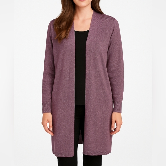 Soft Surroundings Sweaters - 3X • Soft Surroundings • Sparkling Lurex Knit Purple Duster Cardigan